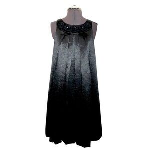 R&M Richards Embellished Neckline Black Sleeveless Pleated Loose Fit Dress 8